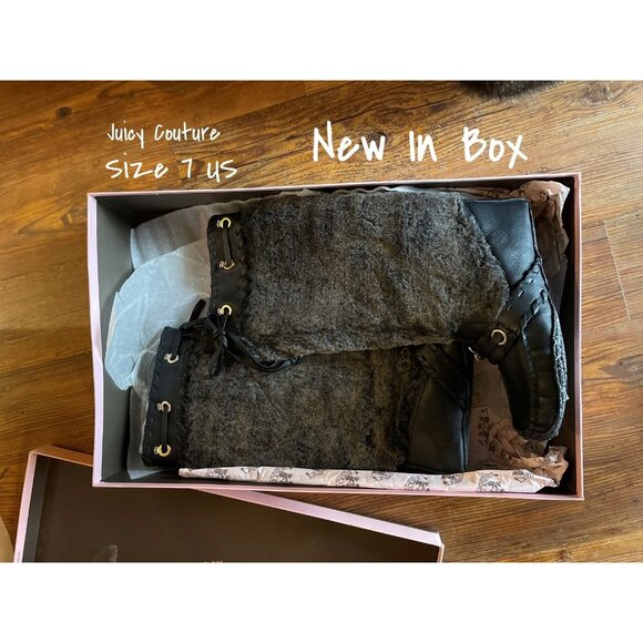 Juicy Couture Mukluk Faux Fur Moccasin Boots Y2K Vintage Size 7 US,New In Box - Picture 1 of 8